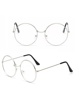 Okrągłe srebrne okulary Lenonki z filtrem Blue Light do komputera zerówki DS-97A ze sklepu Stylion w kategorii Oprawki do okularów damskie - zdjęcie 185966193