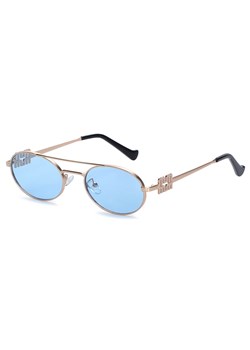 Okulary przeciwsłoneczne owalne UV400 SKK-06F złoty/niebieski - id: 9495 - marki Stylion - 185966200 Okulary przeciwsłoneczne owalne UV400 SKK-06F złoty/niebieski ze sklepu Stylion w kategorii Okulary przeciwsłoneczne damskie - zdjęcie 185966200