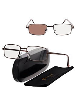 Plusy +3.00 Fotochromowe okulary do czytania z flexami ST342A brązowe ze sklepu Stylion w kategorii Okulary korekcyjne damskie - zdjęcie 185966233