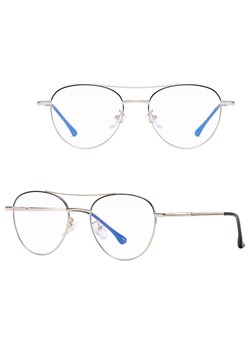 Damskie okulary pilotki zerówki do komputera Blue Light 25167 srebrne ze sklepu Stylion w kategorii Oprawki do okularów męskich - zdjęcie 185966244