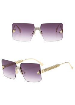 Damskie bezramkowe okulary przeciwsłoneczne z filtrem UV400 - SRP-01A fiolet/złoty ze sklepu Stylion w kategorii Okulary przeciwsłoneczne damskie - zdjęcie 185966271