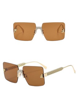 Damskie bezramkowe okulary przeciwsłoneczne z filtrem UV400 - SRP-01B brąz/złoty ze sklepu Stylion w kategorii Okulary przeciwsłoneczne damskie - zdjęcie 185966272