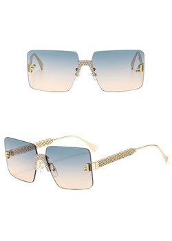 Damskie bezramkowe okulary przeciwsłoneczne z filtrem UV400 - SRP-01C zielony/złoty ze sklepu Stylion w kategorii Okulary przeciwsłoneczne damskie - zdjęcie 185966273