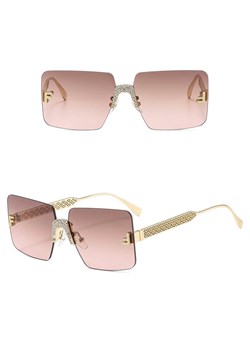 Damskie bezramkowe okulary przeciwsłoneczne z filtrem UV400 - SRP-01D kawowy/złoty ze sklepu Stylion w kategorii Okulary przeciwsłoneczne damskie - zdjęcie 185966274