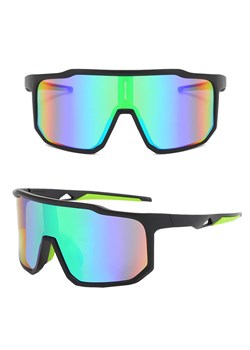 Sportowe okulary przeciwsłoneczne lustrzane STS-02B czarny/zielony ze sklepu Stylion w kategorii Okulary przeciwsłoneczne męskie - zdjęcie 185966461