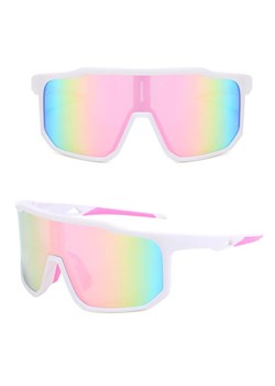 Sportowe okulary przeciwsłoneczne lustrzane STS-02D biały/róż ze sklepu Stylion w kategorii Okulary przeciwsłoneczne damskie - zdjęcie 185966463