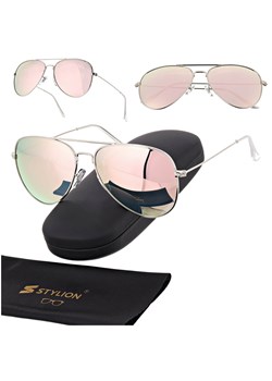 Okulary przeciwsłoneczne z polaryzacją pilotki POL-3026M srebrny/różowy ze sklepu Stylion w kategorii Okulary przeciwsłoneczne damskie - zdjęcie 185966870