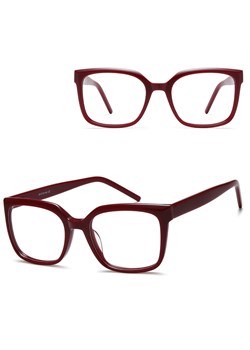 Damskie okulary acetatowe oprawki korekcyjne zerówki kwadratowe AC379D bordowe ze sklepu Stylion w kategorii Oprawki do okularów damskie - zdjęcie 185966903