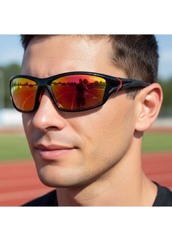 Męskie sportowe okulary lustrzane przeciwsłoneczne z polaryzacją SPD122LB ze sklepu Stylion w kategorii Okulary przeciwsłoneczne męskie - zdjęcie 185966914