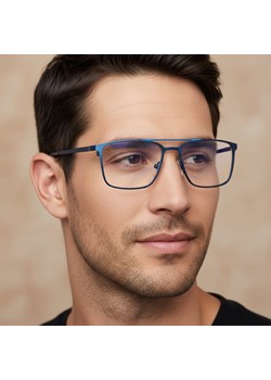 Męskie okulary PREMIUM +1.50 do czytania i komputera Blue Light+Antyrefleks STL280 niebieskie ze sklepu Stylion w kategorii Okulary korekcyjne męskie - zdjęcie 185966920