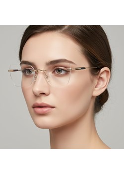 Bezramkowe oprawki korekcyjne okulary zerówki patentki na teleskopach 872 złoty/czarny - id: 10077 - marki Sunoptic - 185966950 Bezramkowe oprawki korekcyjne okulary zerówki patentki na teleskopach 872 złoty/czarny ze sklepu Stylion w kategorii Oprawki do okularów damskie - zdjęcie 185966950