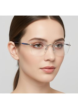 Bezramkowe oprawki korekcyjne okulary zerówki patentki na teleskopach 872D srebrny/granat ze sklepu Stylion w kategorii Oprawki do okularów damskie - zdjęcie 185966951