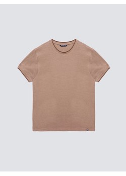 Koszulka męska z logo BIG STAR na piersi brązowa Lobber 804 ze sklepu Big Star w kategorii T-shirty męskie - zdjęcie 185967514