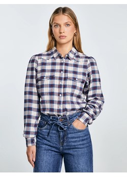 Koszula damska flanelowa z wiskozy w krate granatowo-beżowa Indina 401 - id: 142090401 - marki BIG STAR - 185967733 Koszula damska flanelowa z wiskozy w krate granatowo-beżowa Indina 401 ze sklepu Big Star w kategorii Koszule damskie - zdjęcie 185967733