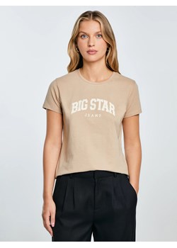 Koszulka damska bawełniana z logo BIG STAR beżowa Ramila 805 ze sklepu Big Star w kategorii Bluzki damskie - zdjęcie 185967823