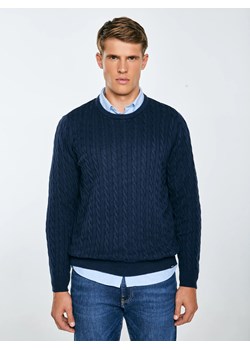 Sweter męski ze splotem warkoczowym granatowy Amaris 403 ze sklepu Big Star w kategorii Swetry męskie - zdjęcie 185967910