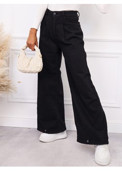 SPODNIE JEANSOWE BAGGY Z NAGAWKĄ ZAPINANĄ NA ZATRZASK-CZARNE ze sklepu olika.com.pl w kategorii Jeansy damskie - zdjęcie 185968331