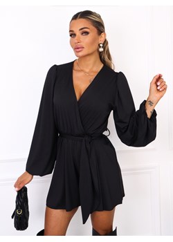 KOMBINEZON Z WIĄZANIEM W PASIE- CZARNY ze sklepu olika.com.pl w kategorii Kombinezony damskie - zdjęcie 185968400