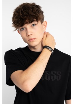 Bransoletka skórzana z metalowymi elementami, rozmiar -  r2, kolor - czarny ze sklepu REPORTER w kategorii Biżuteria i zegarki dziecięce - zdjęcie 185968561