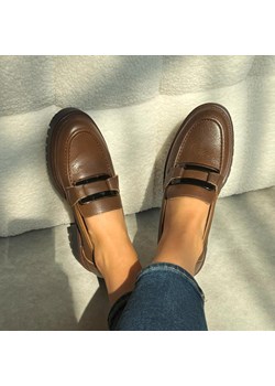 Brązowe skórzane mokasyny damskie Sergio Leone 25166 ze sklepu suzana.pl w kategorii Mokasyny damskie - zdjęcie 185970481