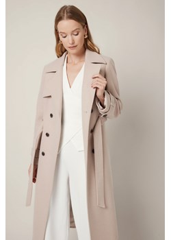 Płaszcz Kremowy z Wełną Dwurzędowy Damski Mistelle ze sklepu Lancerto S.A. w kategorii Płaszcze damskie - zdjęcie 185972940