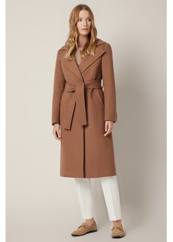 Płaszcz Jasnobrązowy z Wełną Wiązany Damski Velora ze sklepu Lancerto S.A. w kategorii Płaszcze damskie - zdjęcie 185972950