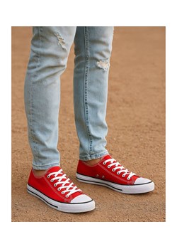 Trampki męskie Sznurowane czerwone z tkaniny /G3-2 17915 T230/ ze sklepu Pantofelek24.pl w kategorii Trampki męskie - zdjęcie 185987064