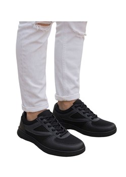 Sznurowane sportowe półbuty męskie Czarne /B4-1 18156 T288/ ze sklepu Pantofelek24.pl w kategorii Buty sportowe męskie - zdjęcie 185987243
