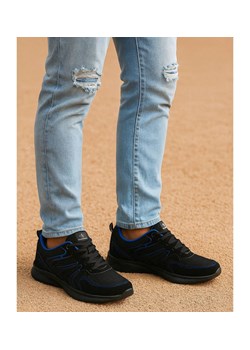 Sznurowane męskie buty sportowe Czarno granatowe /G13-3 18141 T370/ ze sklepu Pantofelek24.pl w kategorii Trampki męskie - zdjęcie 185987260