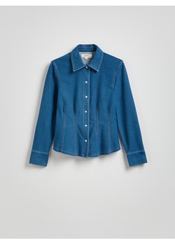 Reserved - Jeansowa koszula z zaszewkami - indigo jeans ze sklepu Reserved w kategorii Koszule damskie - zdjęcie 186001120
