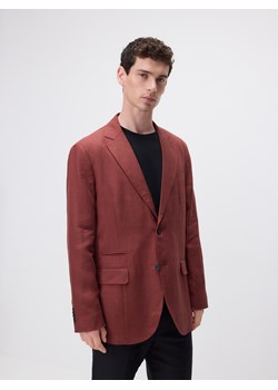 Reserved - Lniana marynarka slim fit - miedziany ze sklepu Reserved w kategorii Marynarki męskie - zdjęcie 186001881