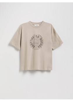 Reserved - Bawełniany t-shirt - beżowy ze sklepu Reserved w kategorii T-shirty chłopięce - zdjęcie 186002114