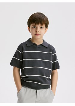 Reserved - Sweter polo w paski - ciemnoszary ze sklepu Reserved w kategorii T-shirty chłopięce - zdjęcie 186002271