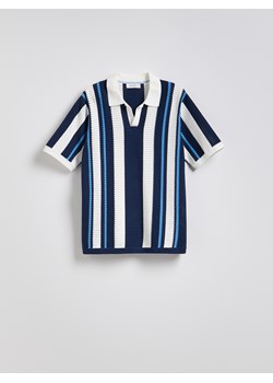 Reserved - Ażurowy sweter polo - wielobarwny ze sklepu Reserved w kategorii T-shirty męskie - zdjęcie 186002761