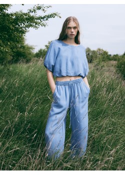 Reserved - Jeansy wide leg z lyocellu - niebieski ze sklepu Reserved w kategorii Jeansy damskie - zdjęcie 186003520