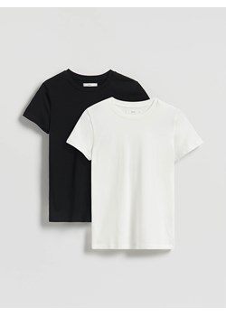 Reserved - Bawełniany t-shirt 2 pack - złamana biel ze sklepu Reserved w kategorii Bluzki damskie - zdjęcie 186005090