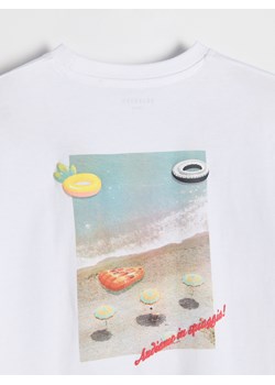 Reserved - T-shirt oversize z nadrukiem - biały ze sklepu Reserved w kategorii T-shirty chłopięce - zdjęcie 186005704