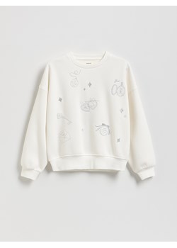 Reserved - Bluza z haftem - złamana biel ze sklepu Reserved w kategorii Bluzy dziewczęce - zdjęcie 186007303