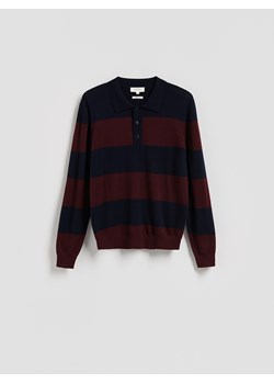 Reserved - Sweter polo z wełny merino - granatowy ze sklepu Reserved w kategorii Swetry męskie - zdjęcie 186007983