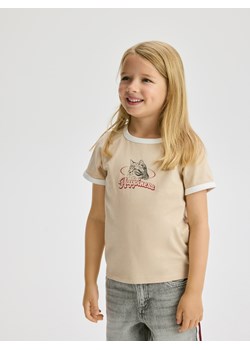 Reserved - T-shirt z nadrukiem - beżowy - id: 450FT-08X - marki Reserved - 186008672 Reserved - T-shirt z nadrukiem - beżowy ze sklepu Reserved w kategorii Bluzki dziewczęce - zdjęcie 186008672