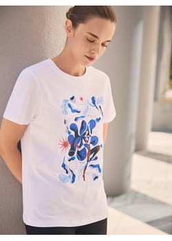 Reserved - T-shirt z nadrukiem - biały ze sklepu Reserved w kategorii Bluzki damskie - zdjęcie 186009023