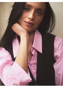 Reserved - Bawełniana koszula w paski - różowy - id: YR195-30X - marki Reserved - 186013472 Reserved - Bawełniana koszula w paski - różowy ze sklepu Reserved w kategorii Koszule damskie - zdjęcie 186013472