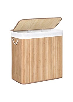 SONGMICS Kosz w kolorze jasnobrązowo-białym na pranie - 60 x 61,5 x 40 cm ze sklepu Limango Polska w kategorii Akcesoria łazienkowe - zdjęcie 186014953