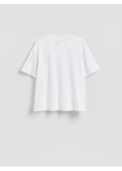 Reserved - T-shirt oversize z merceryzowanej bawełny - biały ze sklepu Reserved w kategorii Bluzki damskie - zdjęcie 186024253
