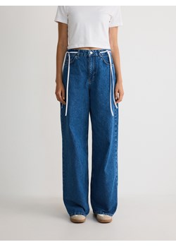 Reserved - Jeansy wide leg ze sznurkami - niebieski ze sklepu Reserved w kategorii Jeansy damskie - zdjęcie 186025561