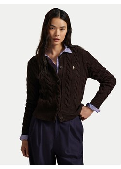 Polo Ralph Lauren Kardigan 211972104007 Brązowy Slim Fit ze sklepu MODIVO w kategorii Swetry damskie - zdjęcie 186028664