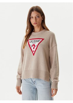 Guess Jeans Sweter W4BR12 Z3HM1 Beżowy Relaxed Fit ze sklepu MODIVO w kategorii Swetry damskie - zdjęcie 186028863