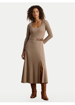 LAUREN RALPH LAUREN Sukienka dzianinowa 200980038001 Beżowy Slim Fit ze sklepu MODIVO w kategorii Sukienki - zdjęcie 186029092