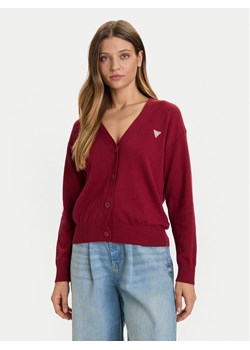 Guess Jeans Kardigan W4BR16 Z3HO2 Czerwony Regular Fit ze sklepu MODIVO w kategorii Swetry damskie - zdjęcie 186029690