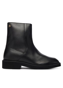Tommy Hilfiger Botki Th Square Toe Leather Bootie FW0FW09046 Czarny ze sklepu MODIVO w kategorii Botki - zdjęcie 186030173